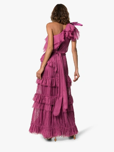 Shop Johanna Ortiz God Of The Night One Shoulder Silk Dress In Pink