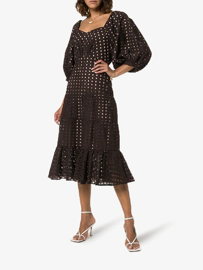 Shop Johanna Ortiz Abacost Simplicity Eyelet Midi Dress In Black