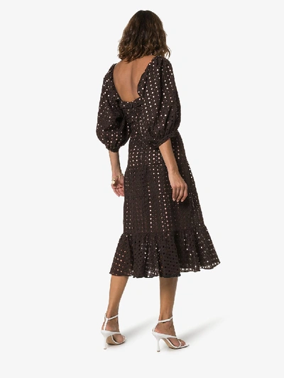 Shop Johanna Ortiz Abacost Simplicity Eyelet Midi Dress In Black