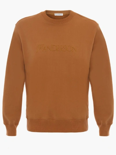 Shop Jw Anderson Embroidered Logo Sweatshirt In Brown