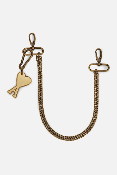 Shop Ami Alexandre Mattiussi Chain And Ami De Coeur Keyring In Gold