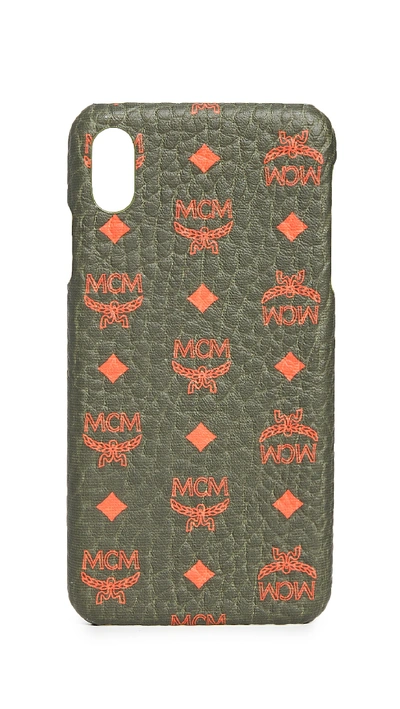 Shop Mcm Visetos Original Iphone Xs Max Case In Winter Moss