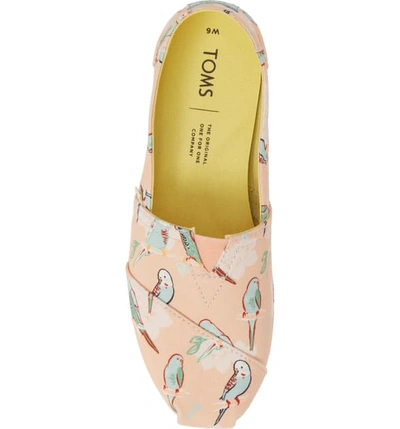 Shop Toms Classic Canvas Slip-on In Coral Pink Bird Fabric