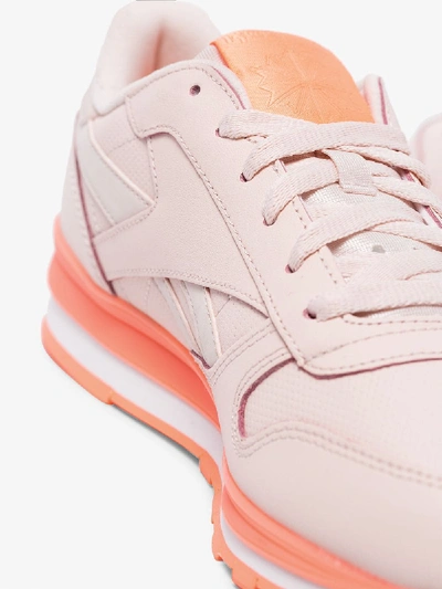 Shop Reebok Pink Contrast Leather Sneakers