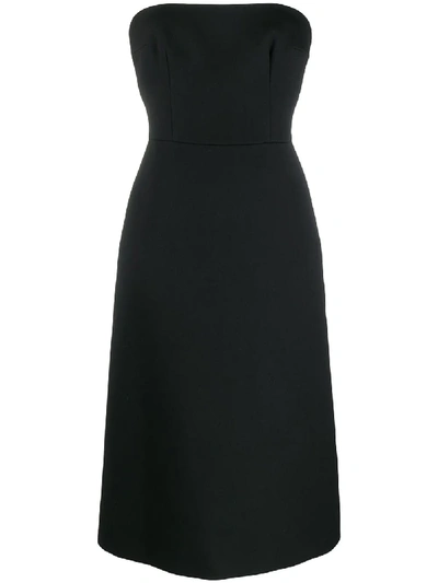 Shop Prada Fitted Bustier Midi Dress - Black