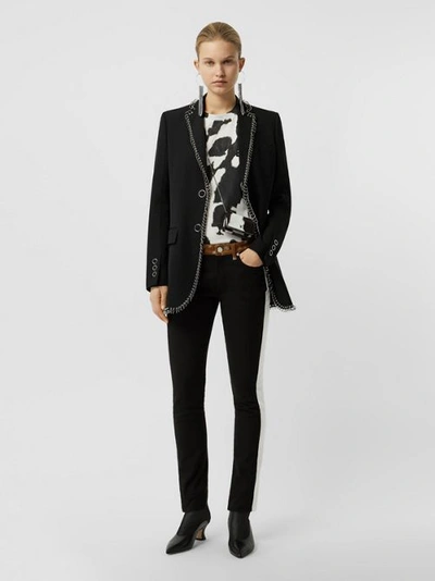 Shop Burberry Ring-pierced Wool Tailored Jacket In Black