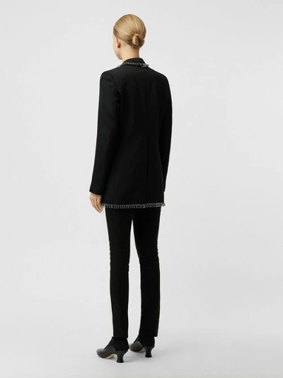 Shop Burberry Ring-pierced Wool Tailored Jacket In Black