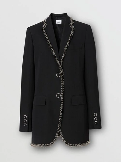 Shop Burberry Ring-pierced Wool Tailored Jacket In Black