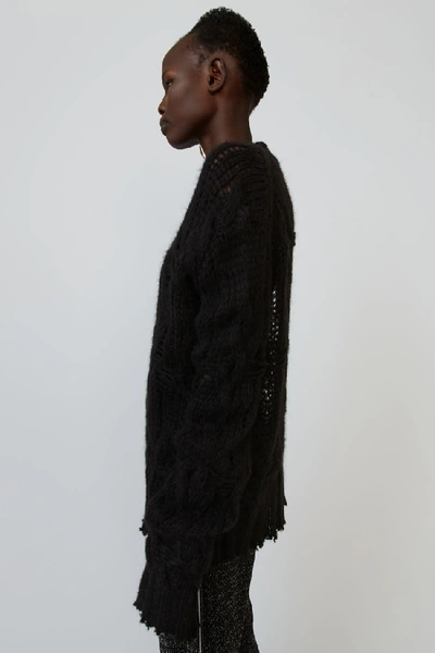 Shop Acne Studios Frayed Cable-knit Sweater Black
