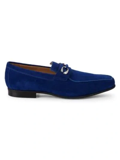 Shop Corthay Cannes Suede Bit Loafers In Electric Blue