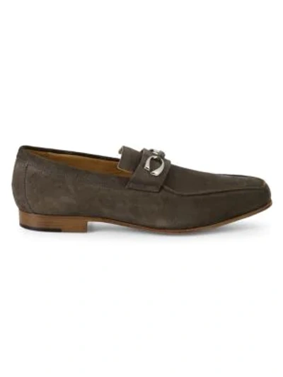 Shop Corthay Cannes Suede Bit Loafers In Grey