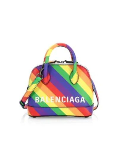 Shop Balenciaga Extra Extra-small Ville Rainbow Top Handle Leather Bag In Multi