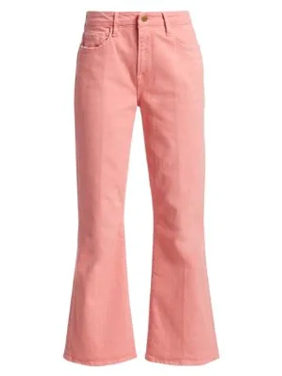 Shop Frame Le Crop Midi-rise Bootcut Jeans In Peony