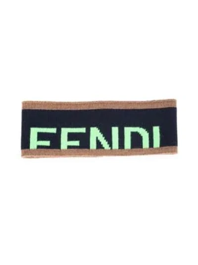 Shop Fendi Men's Wool Headband In Blue Green