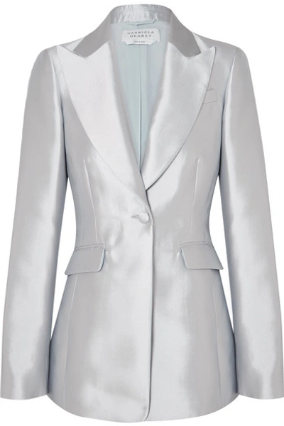 Shop Gabriela Hearst Serge Silk And Wool-blend Blazer In Silver