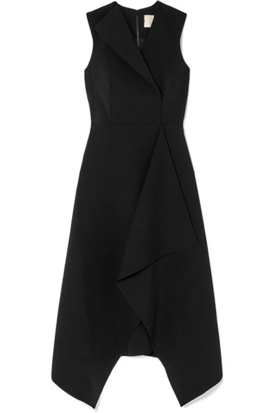 Shop Dion Lee Folded Sail Draped Stretch-cady Midi Dress In Black