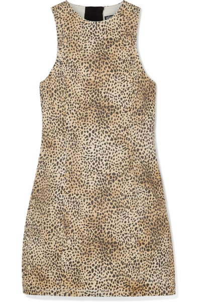 Shop Alexander Wang Leopard-print Denim Mini Dress In Leopard Print