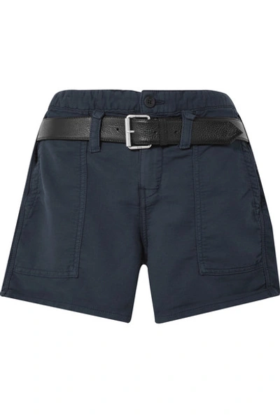 Shop Rta Saint Belted Cotton Shorts In Navy
