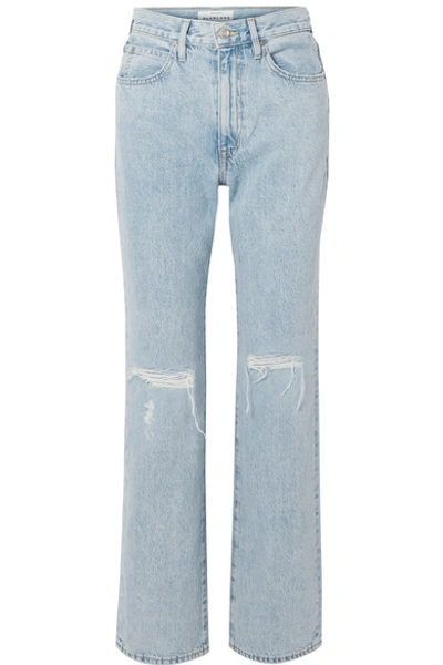 Shop Slvrlake London Distressed High-rise Straight-leg Jeans In Light Denim