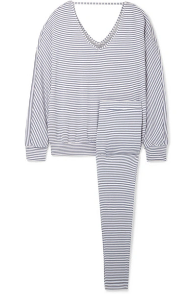 Shop Eberjey Sadie Striped Stretch-modal Jersey Pajama Set In Blue