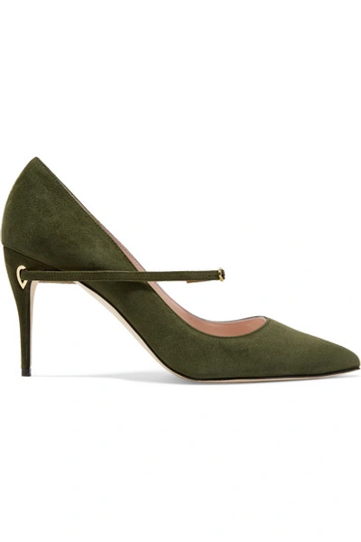 Shop Jennifer Chamandi Lorenzo 85 Suede Pumps In Army Green