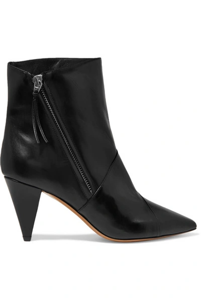 Shop Isabel Marant Latts Leather Ankle Boots In Black