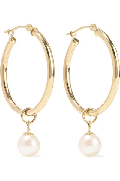 Shop Mateo 14-karat Gold Pearl Hoop Earrings