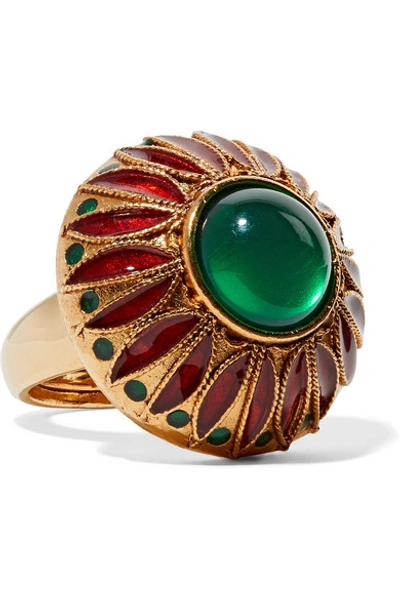 Shop Oscar De La Renta Gold-tone And Resin Ring