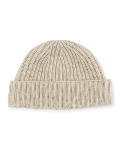 Shop Portolano Men's Rib-knit Cashmere Beanie Hat In Brown