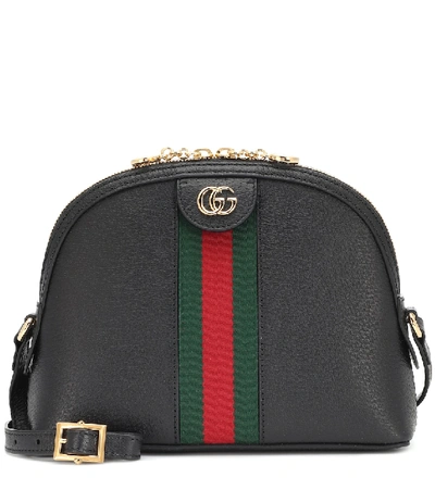 Shop Gucci Ophidia Small Leather Shoulder Bag In Black