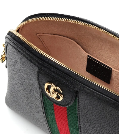 Shop Gucci Ophidia Small Leather Shoulder Bag In Black