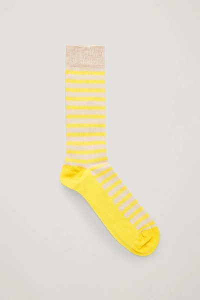 Shop Cos Tall Striped Ankle Socks In Yellow