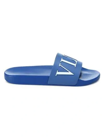 Shop Valentino Garavani Vltn Rubber Sandals In Deep Water Bianco