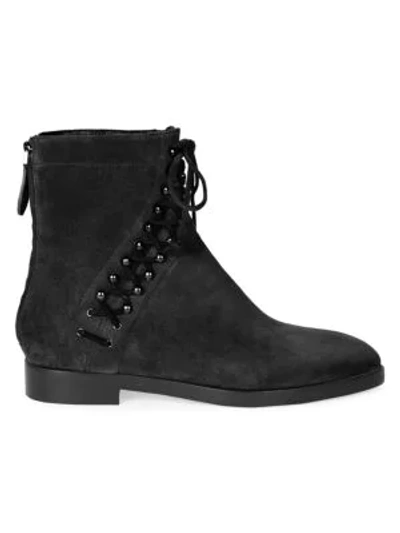 Shop Alaïa Women's Lace-up Suede Ankle Boots In Black