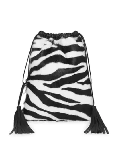 Shop Attico Zebra-print Goat Fur Leather Pouch