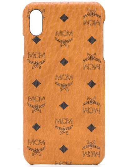 Shop Mcm Logo Iphone Xs Max Case In Brown