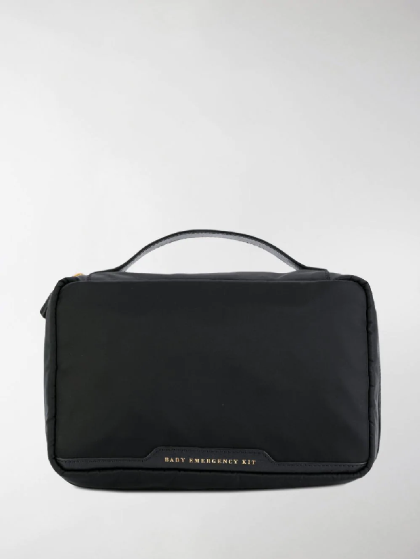 Anya Hindmarch Baby Emergency Kit Leather-trimmed Shell Pouch In Black ...