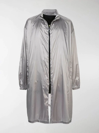 Shop Raf Simons Metallic Raincoat In 00080 Grey