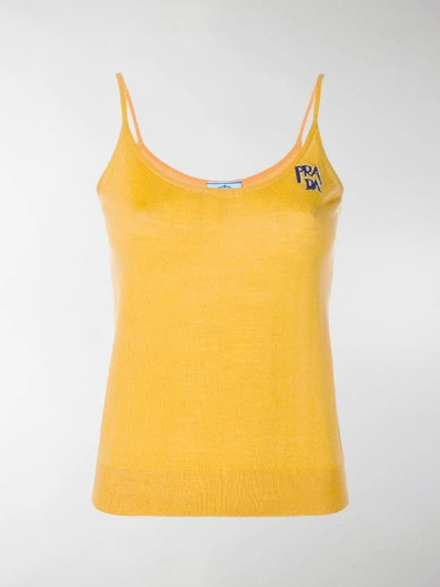 Shop Prada Intarsia Knit Vest In Yellow