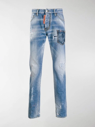 Shop Dsquared2 Distressed Rave On Jeans In Blue