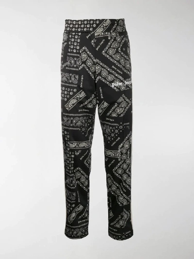 Shop Palm Angels Striped Side Paisley Print Track Pants In Black