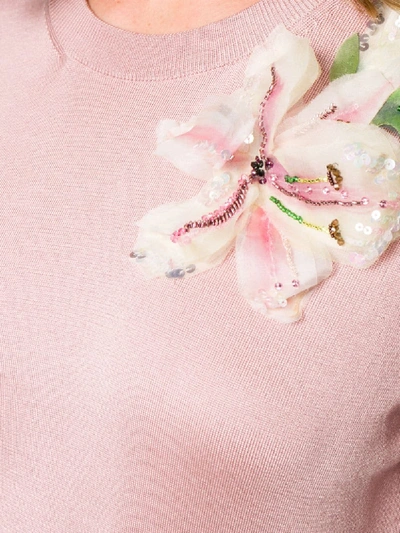 Shop Dolce & Gabbana Floral Embroidered Sweater In Pink