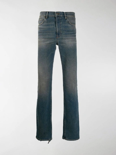 Shop Balenciaga Stonewash Straight Leg Jeans In Blue