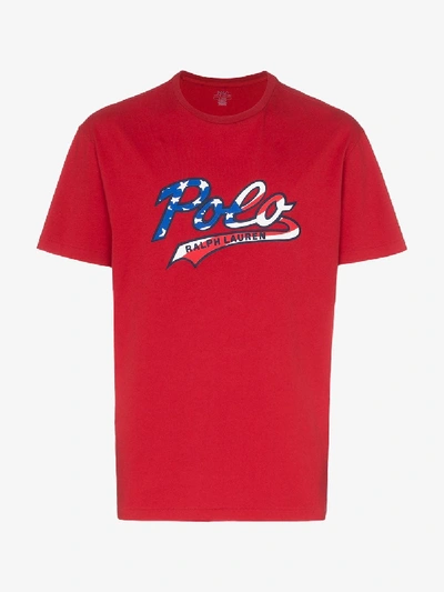 Shop Polo Ralph Lauren Logo Print Cotton T-shirt In Red