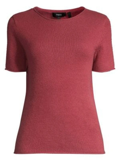 Shop Theory Tolleree Cashmere Tee In Bright Berry