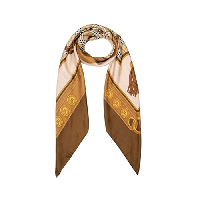 Shop Burberry Reissued Archive Tassel Print Silk Square Scarf
