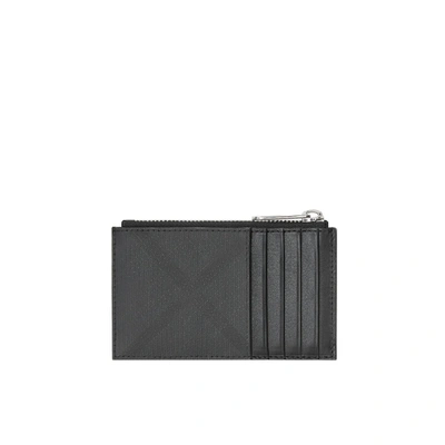Shop Burberry London Check And Leather Zip Card Case