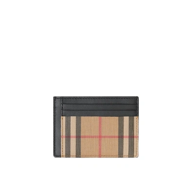 Shop Burberry Vintage Check And Leather Money Clip Card Case