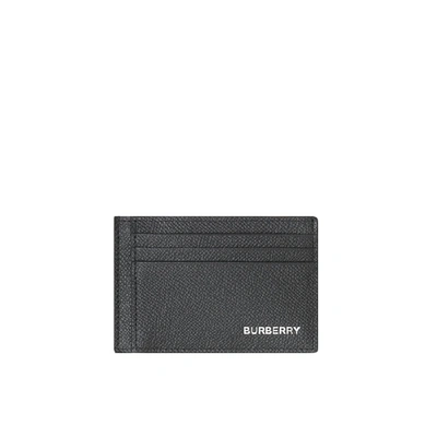Shop Burberry Grainy Leather Money Clip Card Case