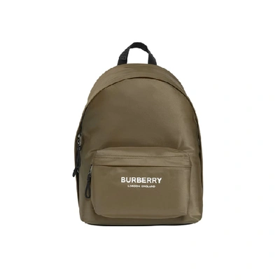 Shop Burberry Logo Print Nylon Backpack In Canvas Green